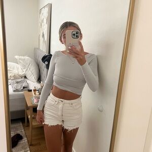 free people white denim shorts